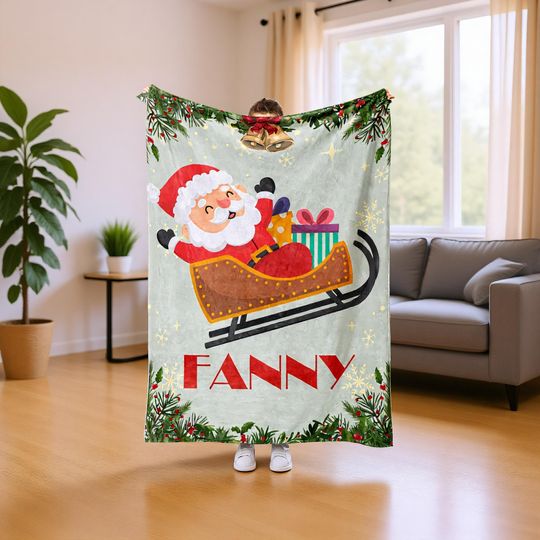 Christmas Blanket Personalized  Custom Name Flannel Holiday Keepsake