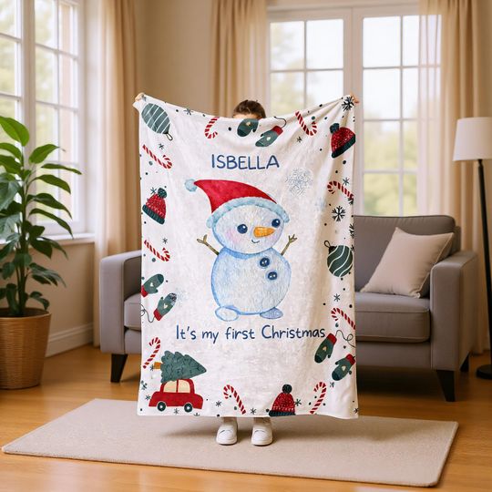 Christmas Blanket Personalized with Name  Custom Flannel Holiday Gift
