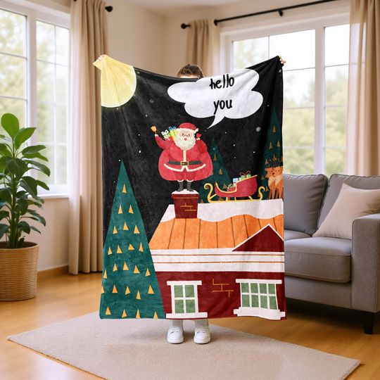 Custom Name Christmas Blanket, Festive Holiday Throw for Family Gift