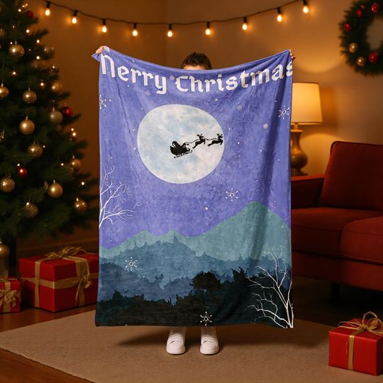 Christmas Present Blanket, Warm Holiday Throw for Kids or Adults