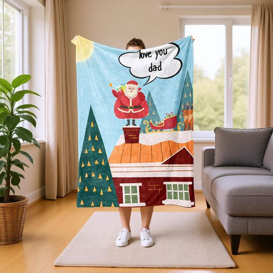 Custom Name Christmas Blanket, Festive Holiday Throw for Family Gift