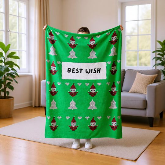 Personalized Xmas Blanket, Custom Name Throw for Kids and Adults
