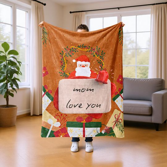 Personalized Christmas Blanket with Name, Custom Holiday Throw Gift