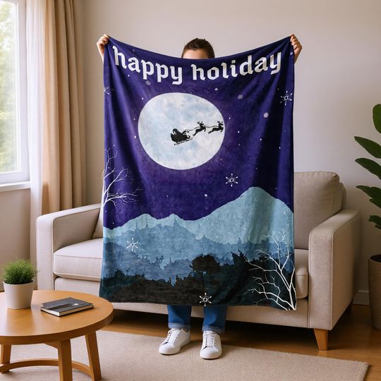 Christmas Present Blanket, Warm Holiday Throw for Kids or Adults