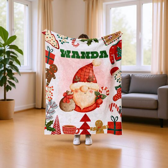 Christmas Blanket Personalized with Name  Unique Holiday Gift Throw
