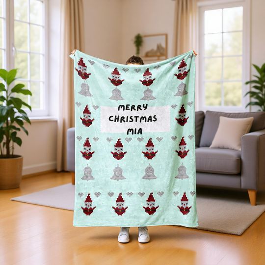Personalized Xmas Blanket, Custom Name Throw for Kids and Adults