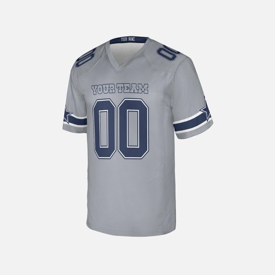 Personalized Gray Cowboys Jersey: Add Name & Number, Adult Sizes