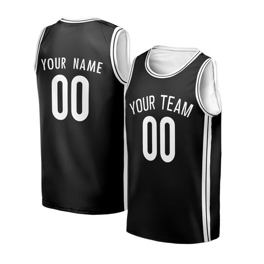 Personalized Brooklyn Nets Jersey Kid & Adult  Fan Inspired Black Swingman Icon Style