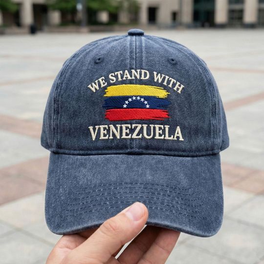 We Stand With Venezuela Embroidered Hat, Anti Trump Cap, Democrat Hat, Venezuelan Flag Solidarity Headwear