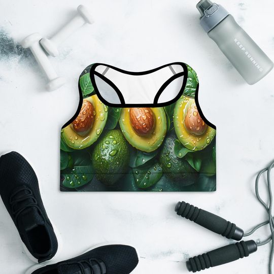 Avocado Sports Bra, Racerback Workout Top, Yoga Gym Bra