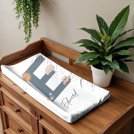 Personalized Monogram Changing Pad Cover - Custom Name Baby Shower Gift, Crib Cover for Baby