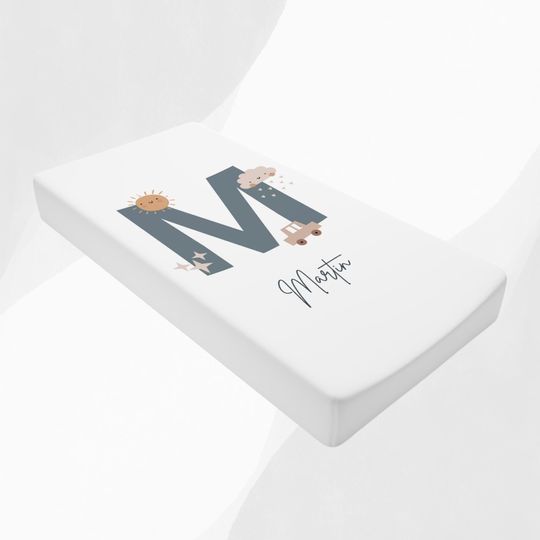 Personalized Monogram Changing Pad Cover - Custom Name Baby Shower Gift, Crib Cover for Baby