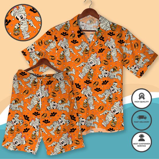 Halloween Mickey Hawaiian Shirt and Shorts Set