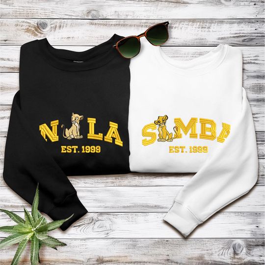 Simba Embroidered Sweatshirt, Nala Sweatshirt, The Lion King Embroidered Sweatshirt