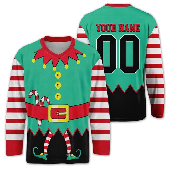 Men's Custom Hockey Jersey with Name and Number, Movie Character Christmas Ice Hockey Shirt for Adults and Kids