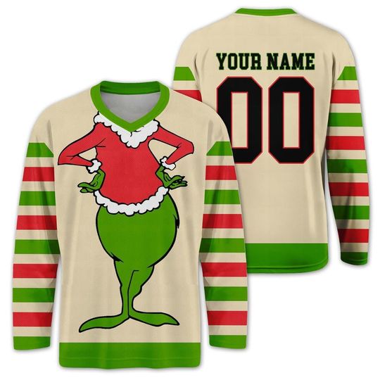 Men's Christmas Movie Character Ice Hockey Jersey with Custom Name and Number