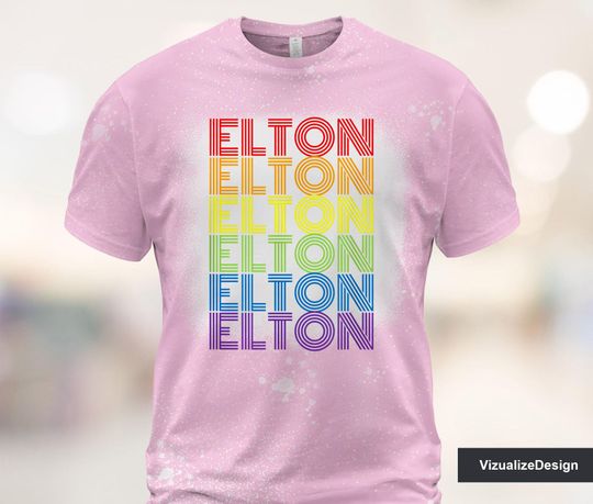 Elton John Rainbow Bleached 3D T shirt