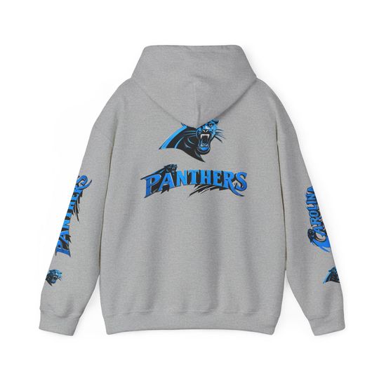 Hoodie Carolina Panthers chrome design Logo and text Hoodie | Panthers Graphic Pullover