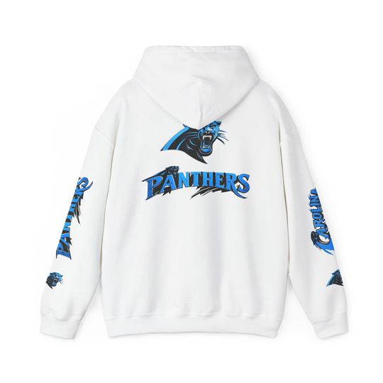 Hoodie Carolina Panthers chrome design Logo and text Hoodie | Panthers Graphic Pullover