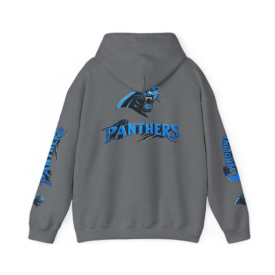 Hoodie Carolina Panthers chrome design Logo and text Hoodie | Panthers Graphic Pullover
