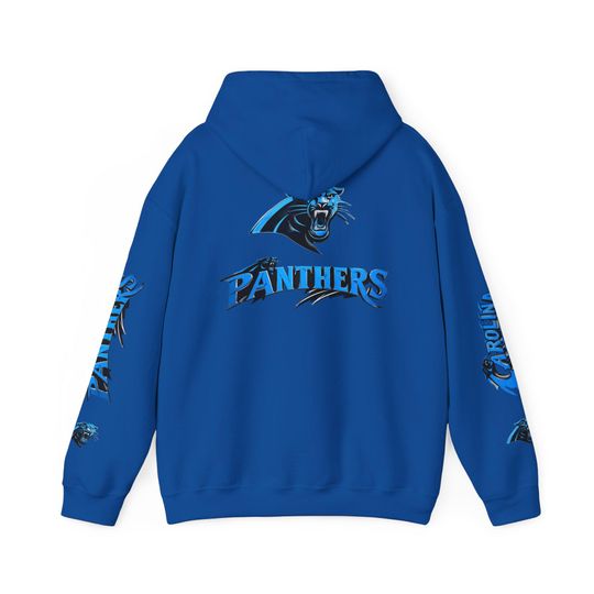 Hoodie Carolina Panthers chrome design Logo and text Hoodie | Panthers Graphic Pullover