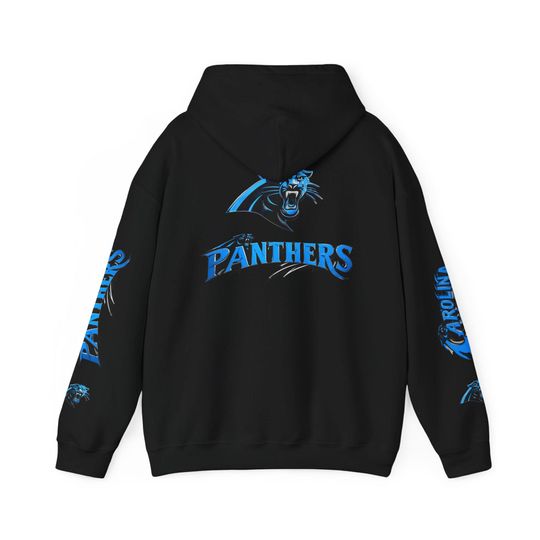 Hoodie Carolina Panthers chrome design Logo and text Hoodie | Panthers Graphic Pullover