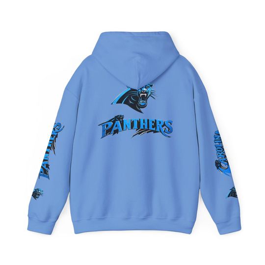 Hoodie Carolina Panthers chrome design Logo and text Hoodie | Panthers Graphic Pullover