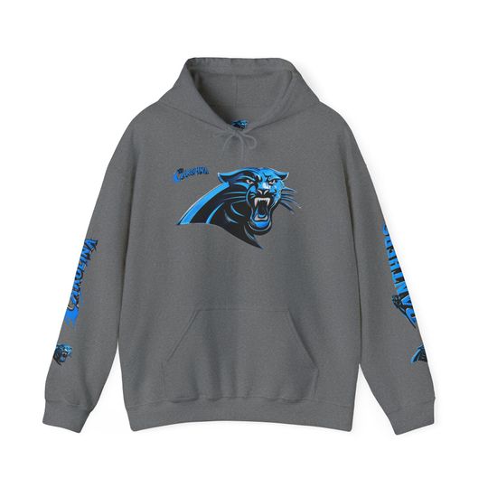 Hoodie Carolina Panthers chrome design Logo and text Hoodie | Panthers Graphic Pullover