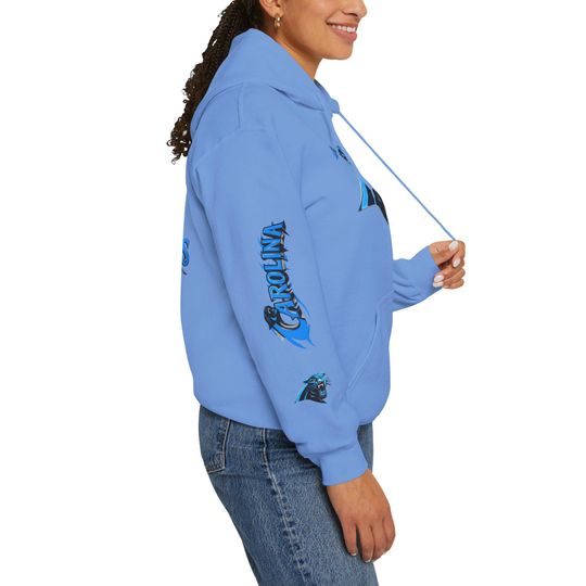 Hoodie Carolina Panthers chrome design Logo and text Hoodie | Panthers Graphic Pullover