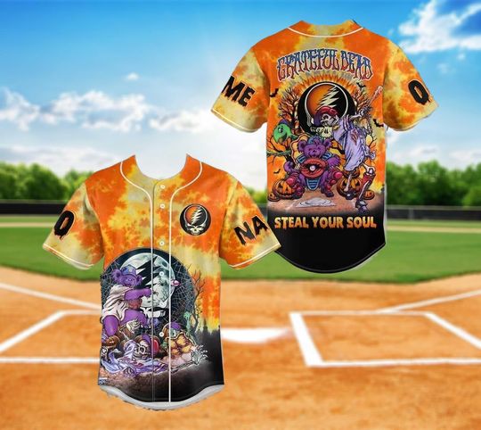 Custom Grateful Dead Halloween Baseball Jersey, Spooky Adult Halloween Dead Jersey