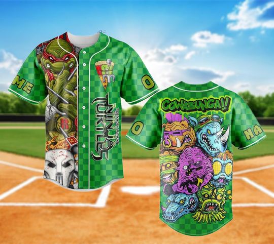 Custom Turtles Baseball Jersey, Cartoon Ninja Turtle Costume, Trick or Treat Jersey, Anime Inspired Jersey