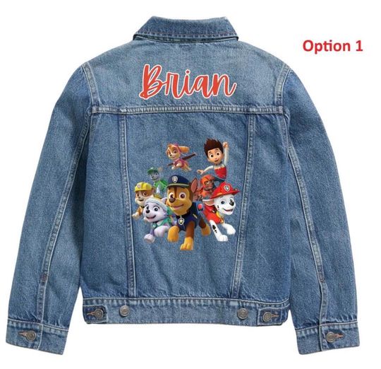 Kids Denim Jacket  Rescue Pup Theme  Cartoon Jacket