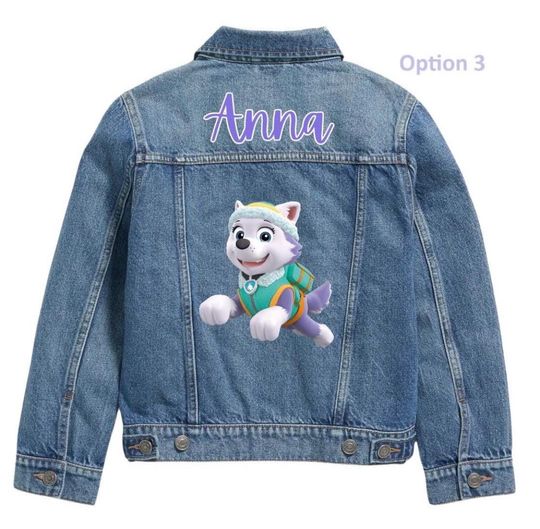 Kids Denim Jacket  Rescue Pup Theme  Cartoon Jacket
