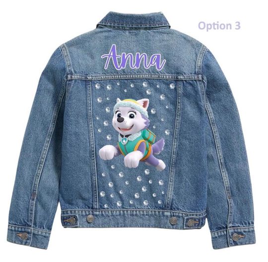 Kids Denim Jacket  Rescue Pup Theme  Cartoon Jacket
