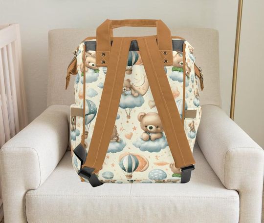Personalized Teddy Bear Diaper Backpack, Nursery Gift