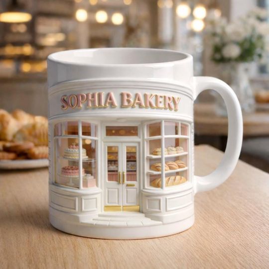 Personalized Bakery Mug, Custom Name Coffee Cup, Baker Gift for Her, Pastry Shop Lover Gift