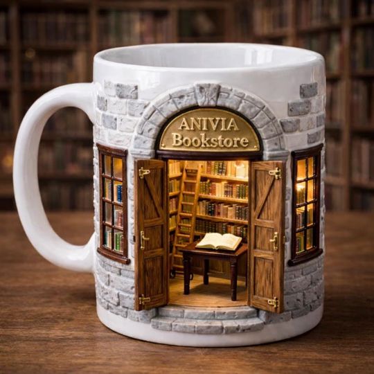 Personalized Bookstore Mug, Custom Library Coffee Cup, Book Lover Gift, Cozy Reading Mug