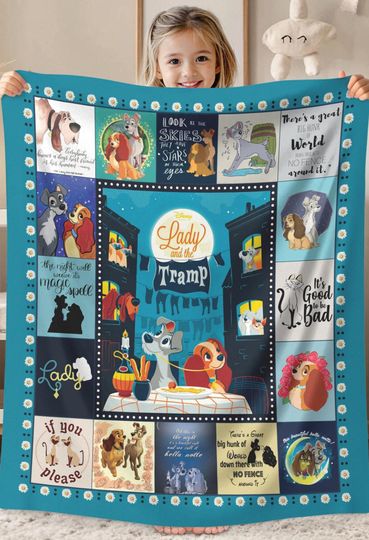 Lady and the Tramp Fleece Blanket | Lady and the Tramp Blanket | Lady and the Tramp Movie Blanket