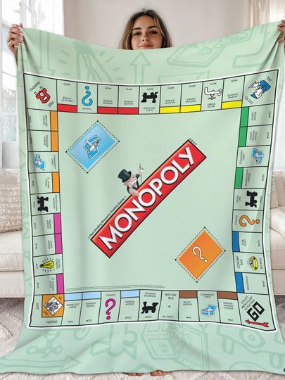 Monopoly Game Blanket, Monopoly Blanket, Monopoly Board Game Fleece Blanket