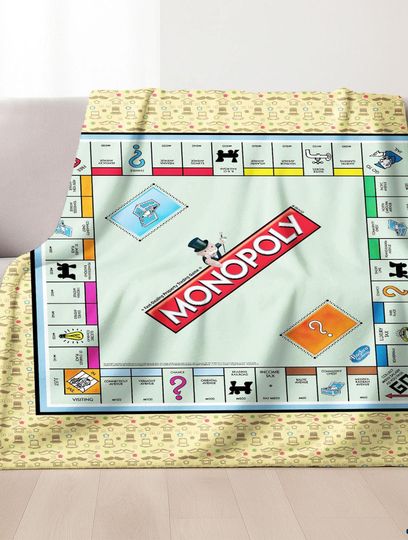 Board Game Monopoly Blanket, Monopoly Fleece Blanket, Monopoly Board Game Birthday Gifts