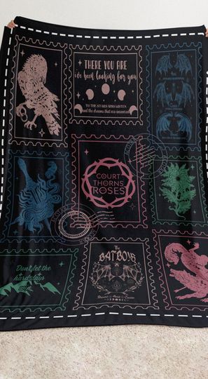 Acotar Bat Boys Stamps Blanket | Crescent City | The Night Court Blanket| Velaris Night Court