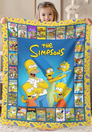 The Simpsons Fleece Blanket Simpsons Family Fleece Blanket For Bed Couch Sofa