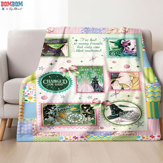 Wicked Changed For Good Blanket, Wicked The Musical Glinda and Elphaba Blanket