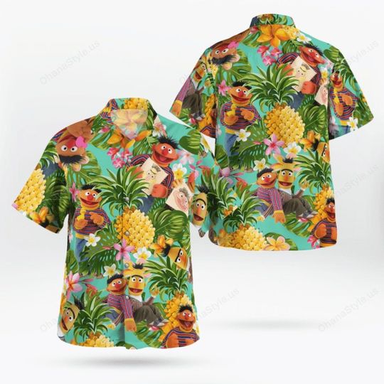 Bert And Ernie Shirt, Puppet Tropical Hawaii Shirt,  Meep Hawaiian Shirt