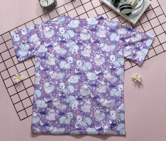 Eevee Vulpix 3D T-Shirt, Cute Graphic Tee, Vintage Summer Shirt