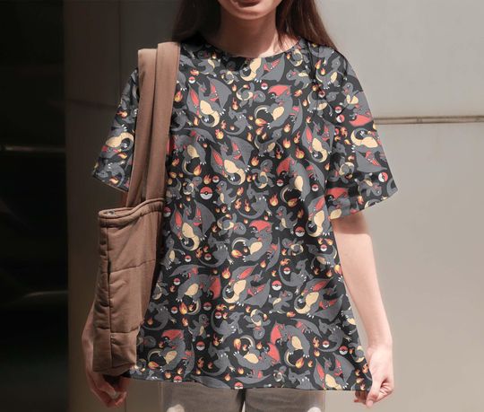 Charizard and Charmander 3D T-Shirt, Unisex Graphic Tee