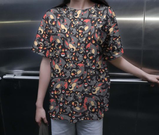 Charizard and Charmander 3D T-Shirt, Unisex Graphic Tee