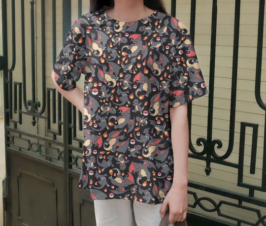 Charizard and Charmander 3D T-Shirt, Unisex Graphic Tee