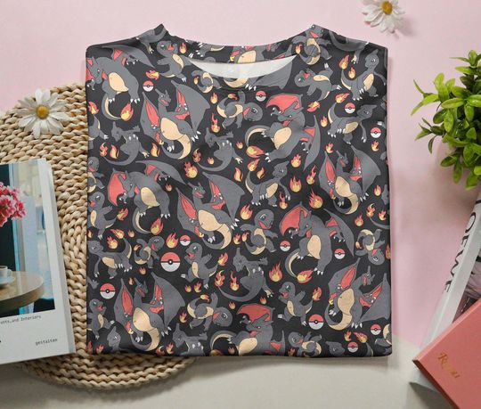 Charizard and Charmander 3D T-Shirt, Unisex Graphic Tee