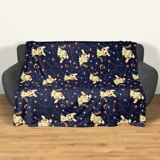 Mimikyu Fleece Blanket, Cute Ghost  Blanket, Soft Cotton Cozy Blanket for Bed or Couch, Kawaii Halloween Gifts